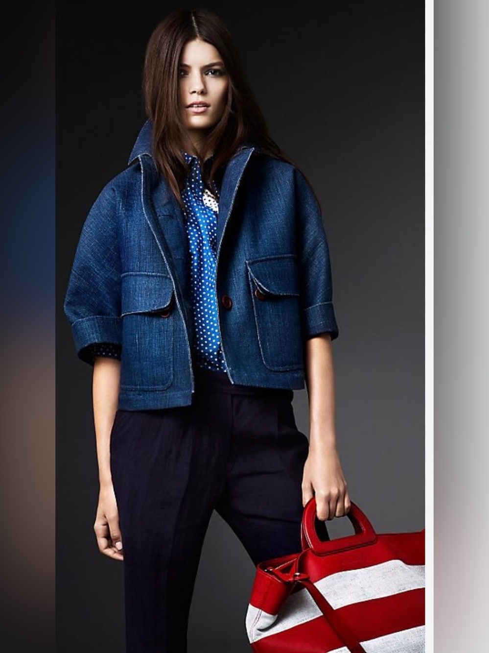 Burberry Brit Linen Denim Jacket Sz 8